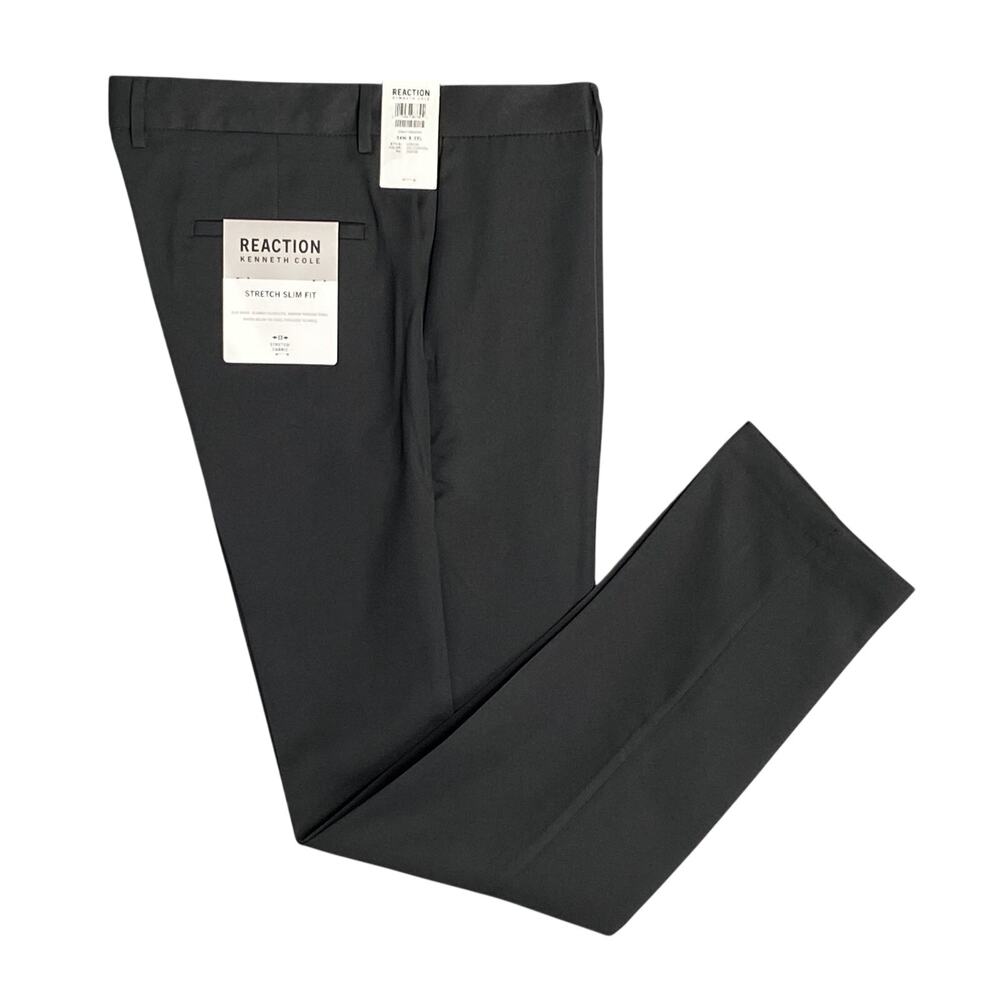 Kenneth Cole Reaction Pants Men's 34x32 Slim Fit Trousers Stretch Charcoal NEW